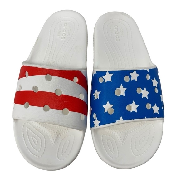 Crocs Mens Size 8 Women’s 10 American Flag Slides sandals Patriotic main image 7